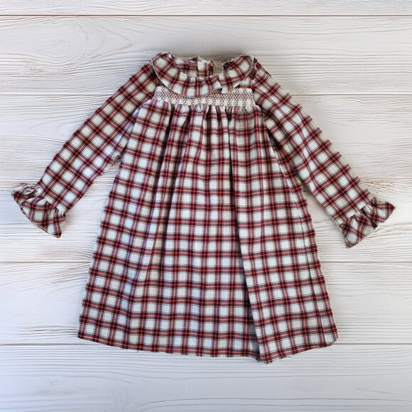 Janie and Jack Smocked Red Plaid Nightgown Size 6 - Picture 1 of 5